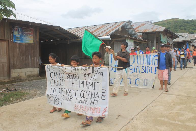 Philippine village protests mining operations