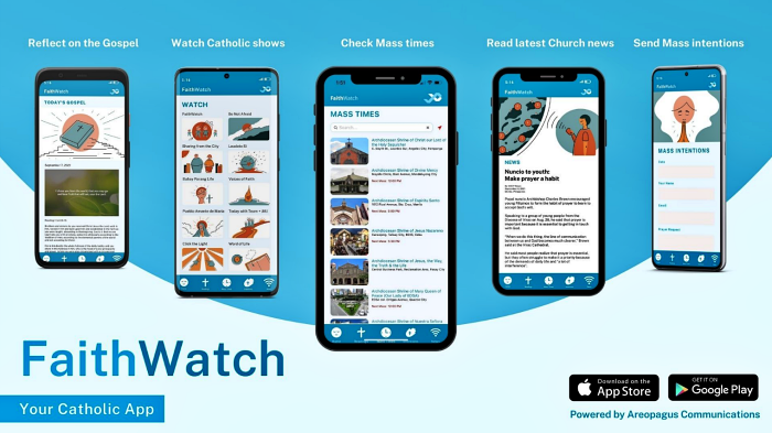 The FaithWatch app is designed to help users find the nearest church to avail of services such as schedules of livestreamed Masses and other sacraments.