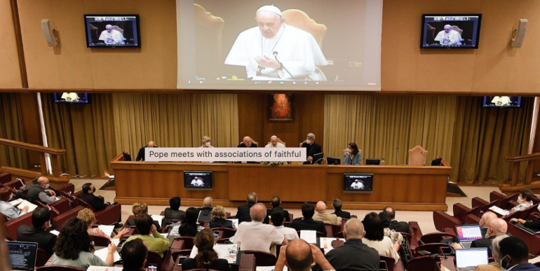 Pope Francis met with the moderators of associations of the faithful, ecclesial movements and new communities and urged them to stay out on the existential peripheries, warning them of the danger of the desire for power.