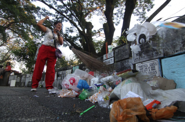 Waste watchdog appeals to Filipinos to avoid littering in cemeteries The EcoWaste Coalition enjoins everyone "to leave nothing but flowers and prayers in the cemeteries"