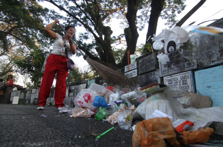 The EcoWaste Coalition enjoins everyone "to leave nothing but flowers and prayers in the cemeteries"