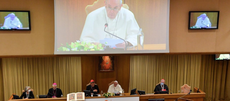 Pope Francis leads a moment of reflection in the Vatican, ahead of the solemn inauguration of the Synod on Sunday with a Holy Mass in St. Peter’s Basilica.