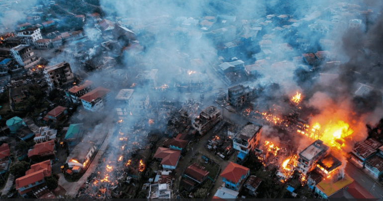 Over 500 rights groups call for a halt to Myanmar army offensives Human rights groups call on the UN Security Council to take swift action to halt the heavy military buildup by Myanmar's junta in Chin state, before greater human rights catastrophe and further mass atrocity crimes are unleashed.