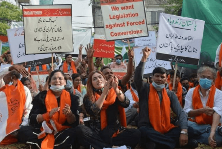 Minorities fight forced conversion bill in Pakistan Various minority rights groups in Pakistan have announced new peaceful protests in different cities on November 13. The demonstration will protest the rejection of a bill to protect women and men from religious minorities from forced conversion.