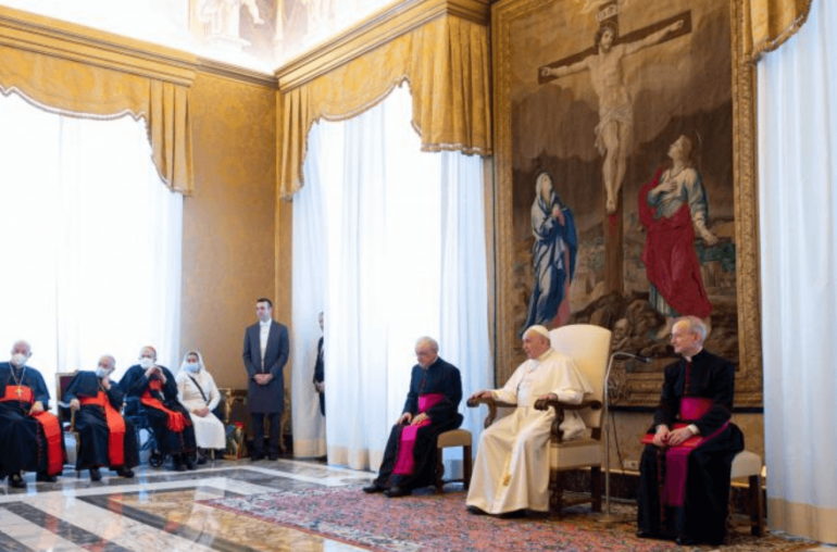 Pope Francis told Vatican journalists on Saturday to remember that the Catholic Church is not a political organization or a multinational company, but that “the Church exists to bring the word of Jesus to the world and to make possible today an encounter with the living Jesus.”