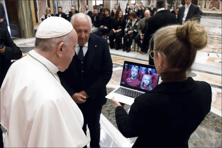 Pope Francis met participants in a Christmas song contest initiative at the Vatican on Nov. 22, 2021 Pope Francis met participants in a Christmas song contest initiative at the Vatican on Nov. 22, 2021