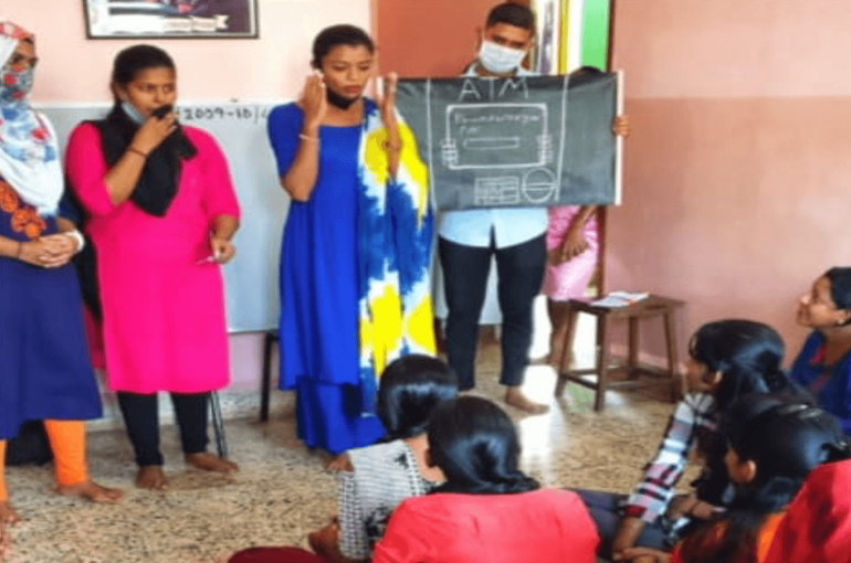 Students of M.E.S. College of Arts and Commerce organized a financial literacy program for migrant women at Asha Sadan Social Center at Baina, Vasco, Goa in the Western state of India, on December 10.