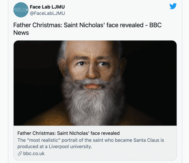 Scientists at a university in Liverpool unveiled what they say is the most realistic portrait ever created of St. Nicholas of Myra, the popular 4th century bishop best known as the inspiration for the modern-day figure of Santa Claus.