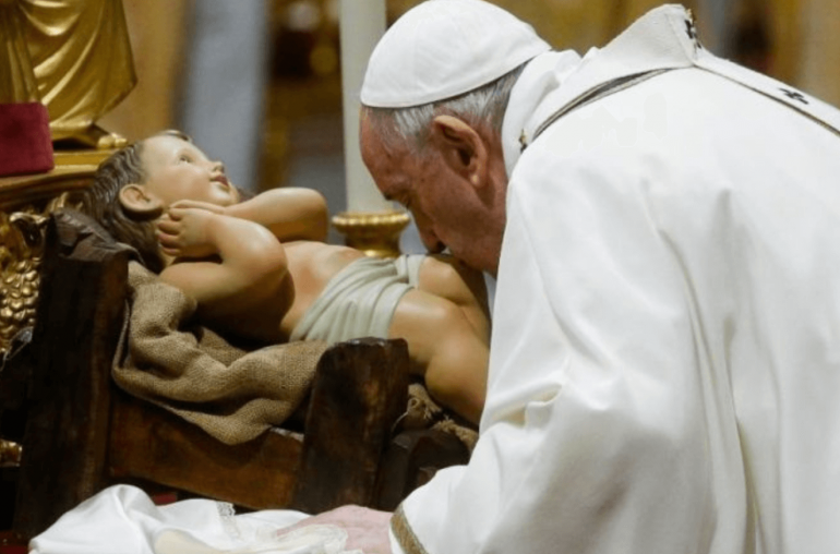 Pope Francis asked Christians to contemplate that God did not choose to come into the world in grandeur, but as a humble child born into poverty.