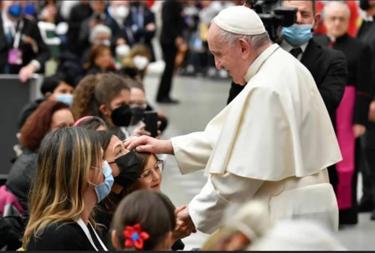 Pope Francis meets with the Seraphic Institute of Assisi on Dec. 13, 2021. | Vatican Media Pope Francis meets with the Seraphic Institute of Assisi on Dec. 13, 2021. | Vatican Media