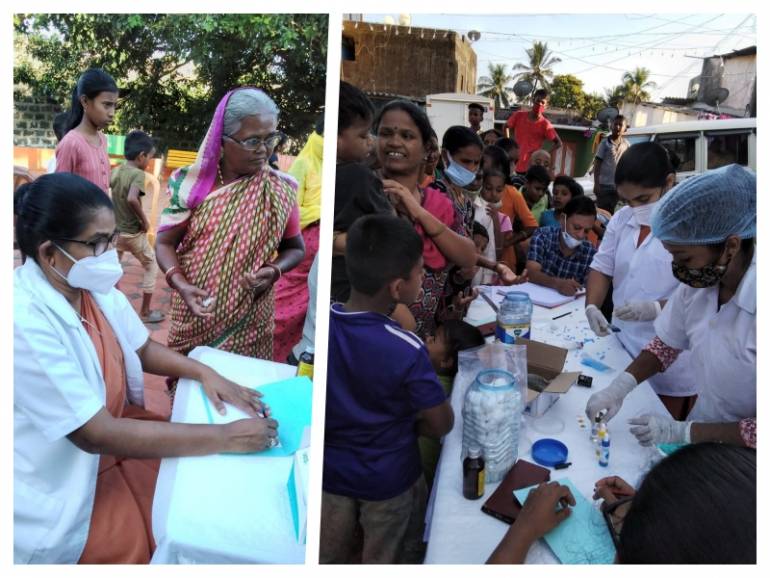 Catholic nuns and medical professionals organized a free health camp for the slum dweller at Birla, Zuari Nagar in Goa, India on December 7. 