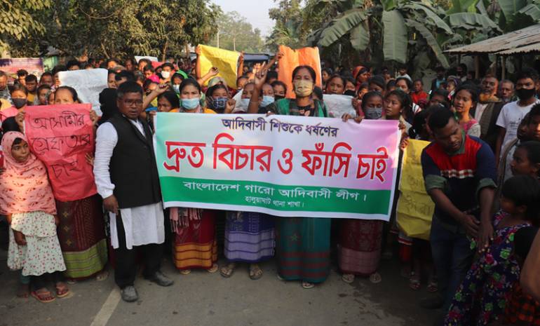 Mymensingh district in Bangladesh have demanded justice for minor girls’ raped victims.