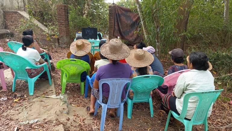 Members of the Catholic Mother Association in Myanmar’s Diocese of Pathein struggle to connect online via Zoom.  Most of the mothers were new to using Zoom video conferencing and joined the meeting with less knowledge to operate the App and add to it; there was internet disruption in some areas. 