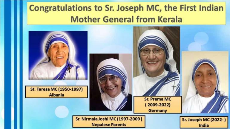 Sister M Joseph, an Indian, has been elected as the new superior general of the Missionaries of Charity congregation, founded by Nobel laureate Saint Mother Teresa of Calcutta.