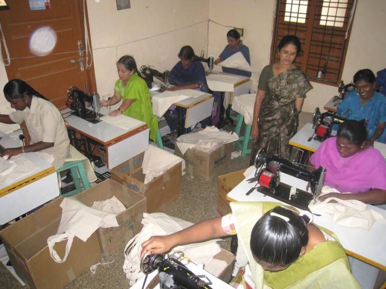 Physically challenges do not stop Indian girl from serving others 45-year-old Amuthashanthy, a physically challenged since birth, has empowered more than 1000 physically challenged people. In 2005, she enabled them to stand on their own feet by establishing the Thiyagam Trust in S.S. Colony Madurai, South India.