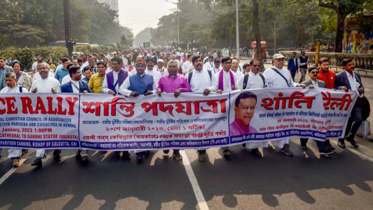 Union Minister John Barla at Peace Rally in Kolkatta