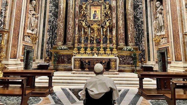 Pope Francis at the Basilica of Saint Mary Major
