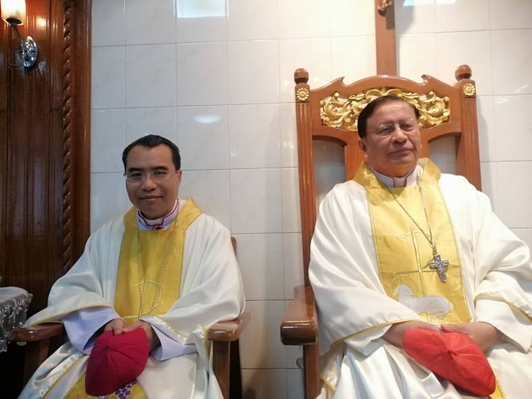 Bishop Noel Saw Naw Aye (left) and Cardinal Bo (Right)