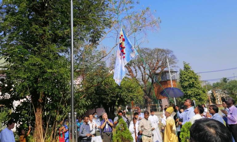 Marian flag hoisted