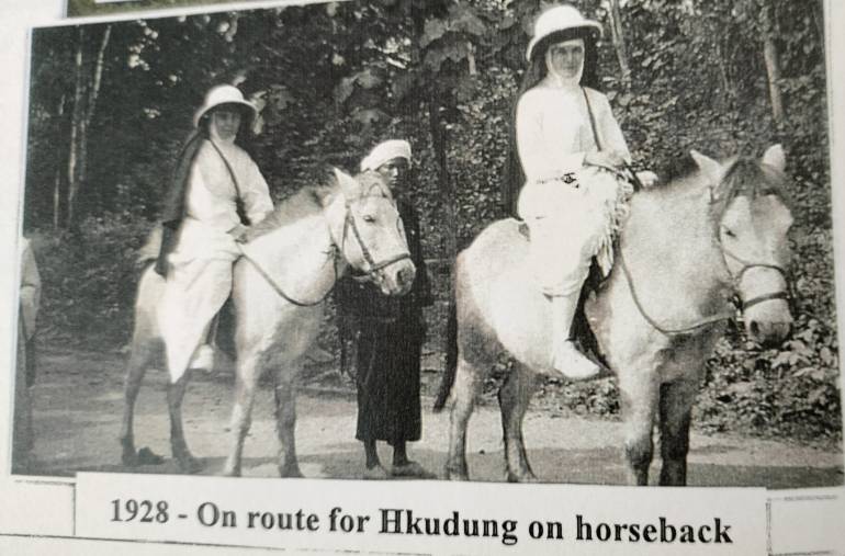 FMM sisters en route for Prang Hkudung on horseback in 1928