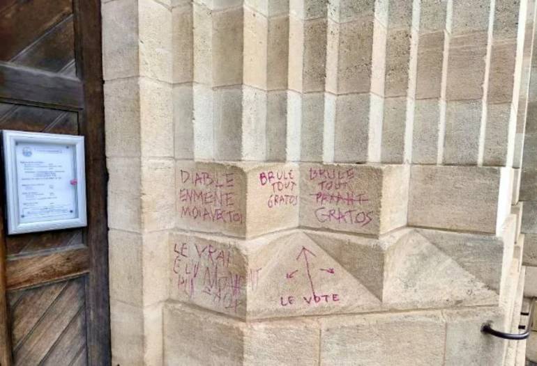 The paintings at the wall of Sacred Heart Church in Bordeaux France