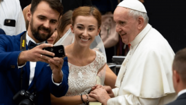 Pope Francis shared advice for engaged and married couples based on the example provided by the Holy Family.