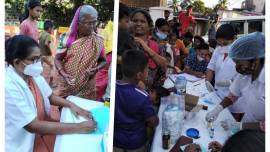 Catholic nuns and medical professionals organized a free health camp for the slum dweller at Birla, Zuari Nagar in Goa, India on December 7. 