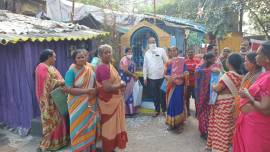 St. Vincent de Paul Society members distributed clothes to more than 100 needy families in the slum area in the vicinity of Maharani Peta St. Anthony's church in Visakhapatnam Archdiocese, Andhra Pradesh, India.